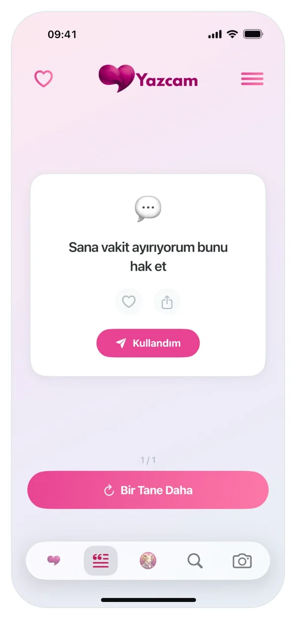 iPhone'da Yazcam İlk mesaj kartı ve Kullandım düğmesi