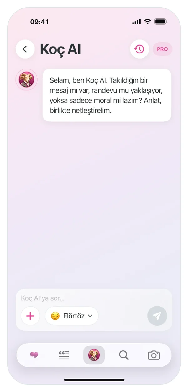 iPhone'da Yazcam Koç AI sohbeti